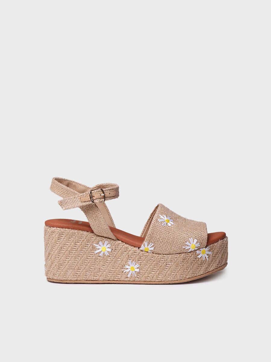 Women's high espadrilles with daisies - SEUL