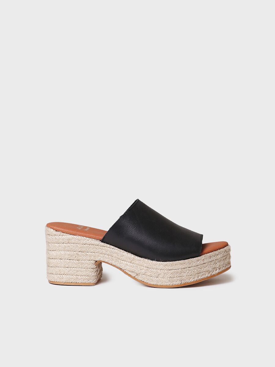 Espadrille ouverte au talon en cuir à talon large pour femme - ANDREA