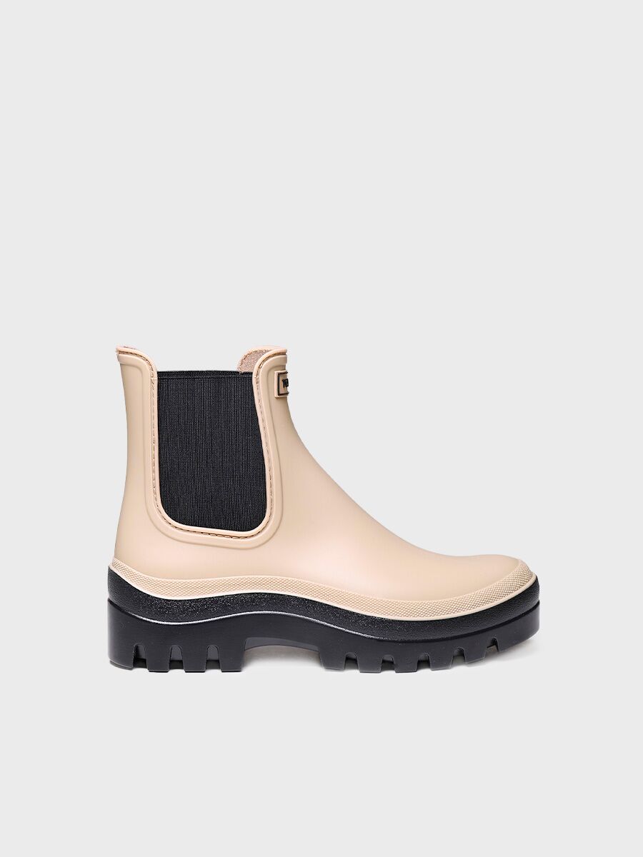 Bottines de pluie pour femme style Chelsea en beige - CARTER