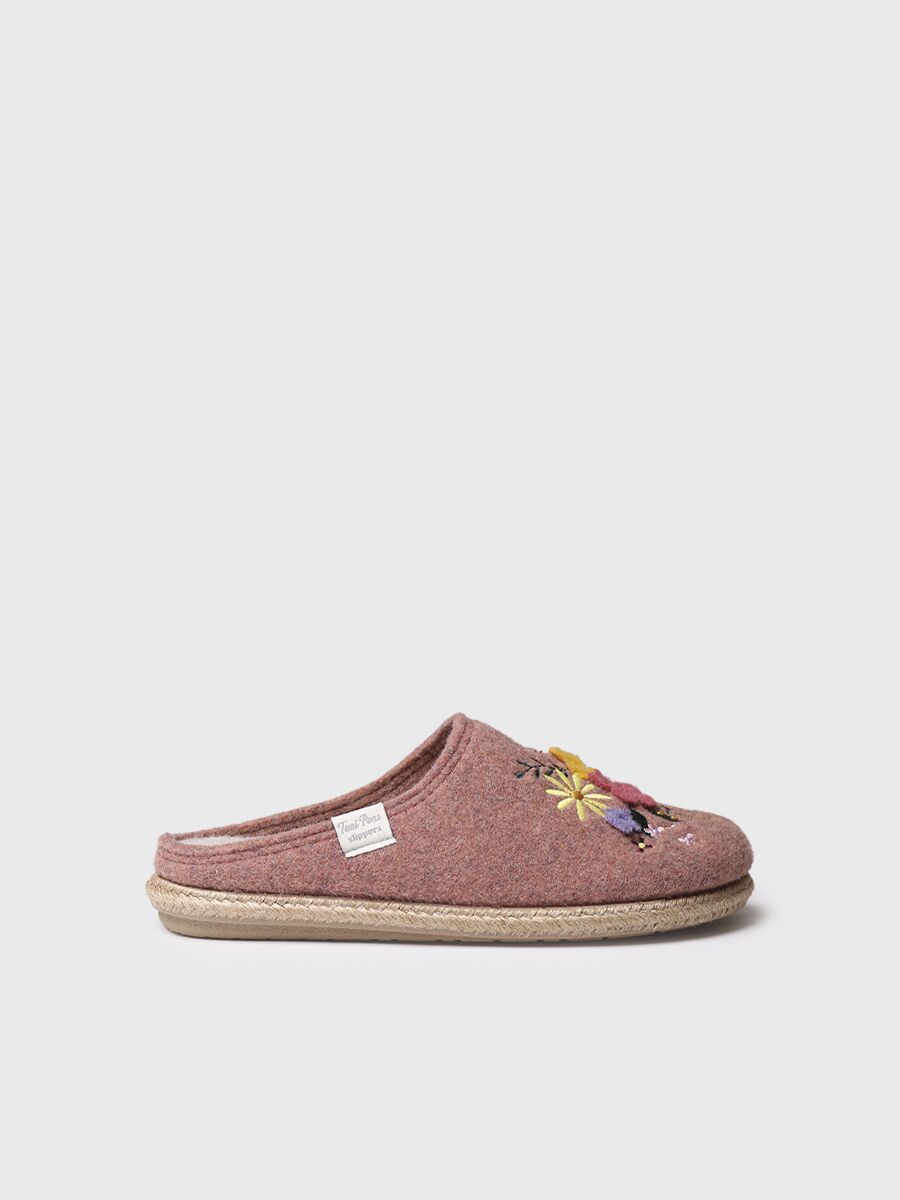 felt slippers for women with flowers - DELI-EF