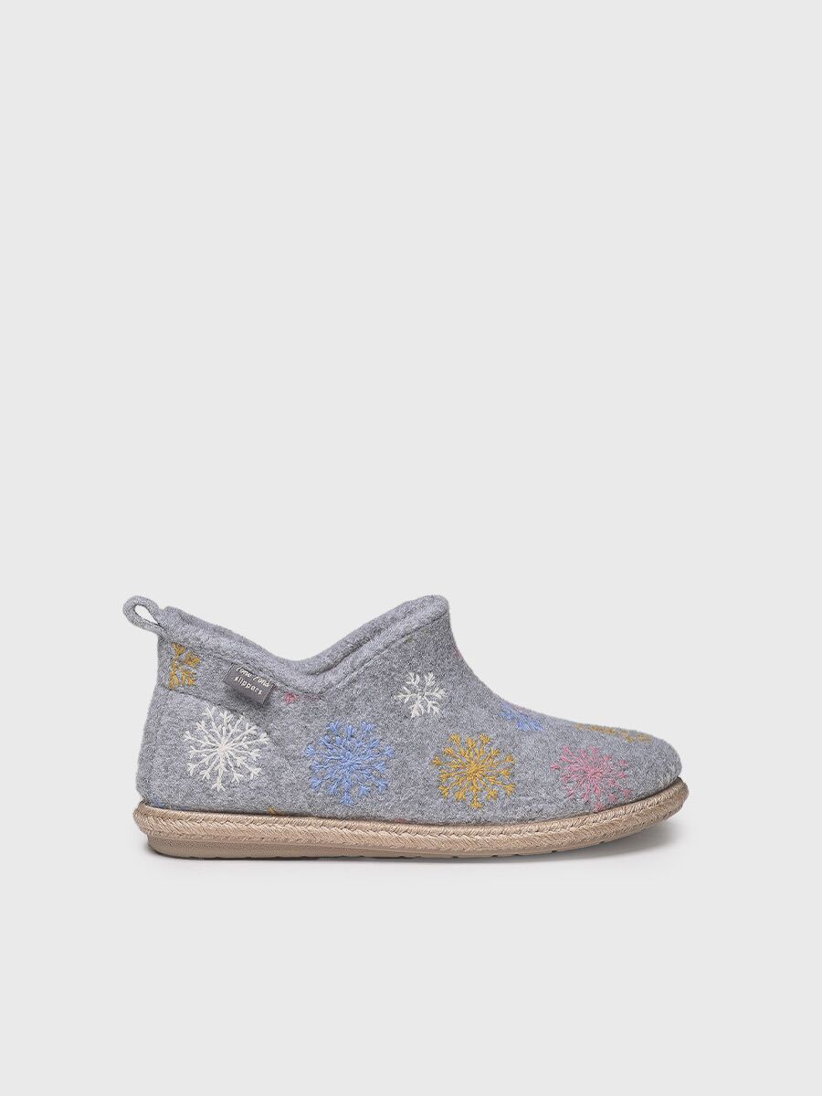 Slipper abotinada para mujer en fieltro en gris - DUNA-CP