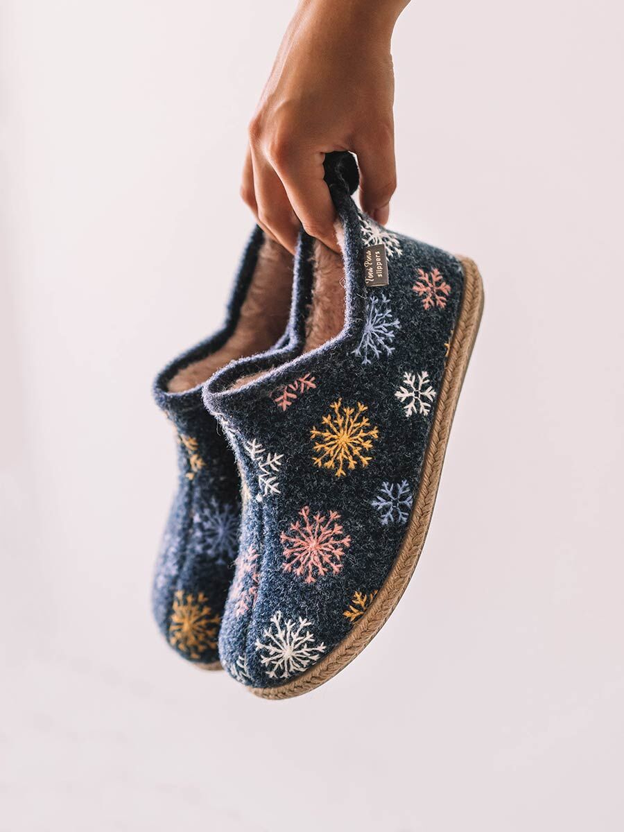 Women's slipper in felt in navy - DUNA-CP