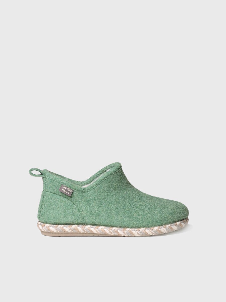 Slipper abotinada para mujer en fieltro en menta - DUNA-FP