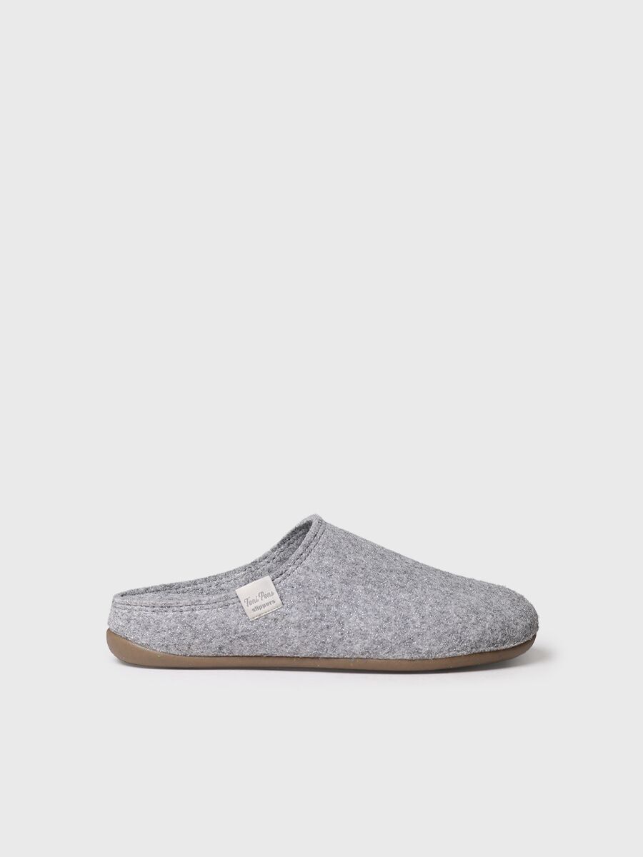 Women's clog-style slipper in grey felt - MAUI-LX