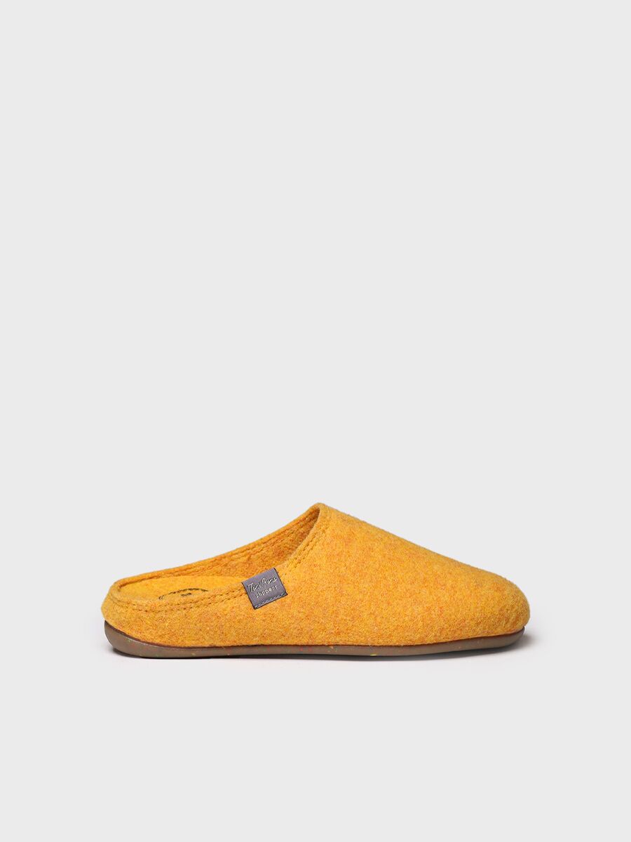 Women's clog-style slipper made from recycled felt in yellow - MONA-FR