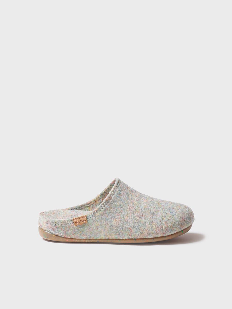 Women's clog-style slipper made from recycled multicoloured felt - MONA-FR