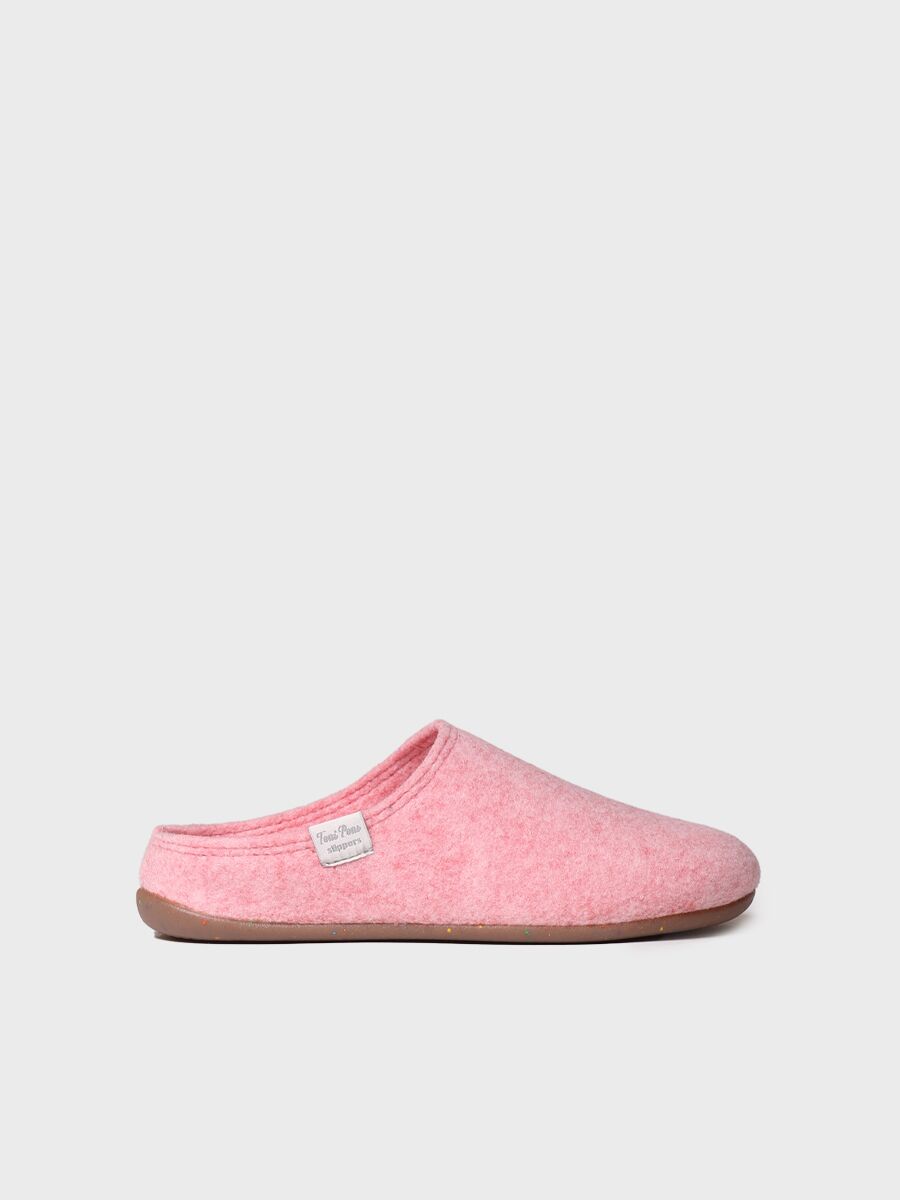 Women's clog-style slipper made from recycled felt in pink - MONA-FR