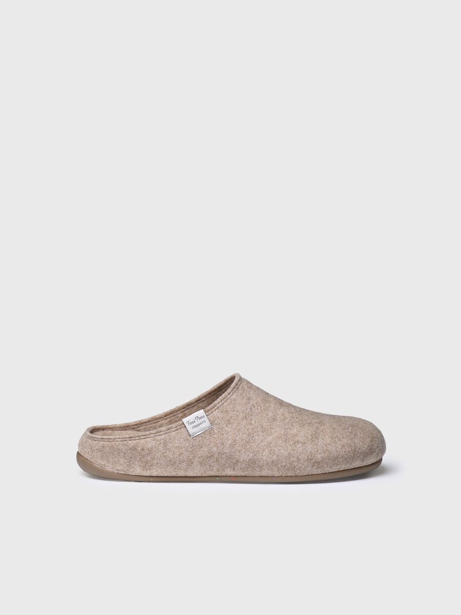 Men's house slipper made from recycled felt in beige - NEO-FR