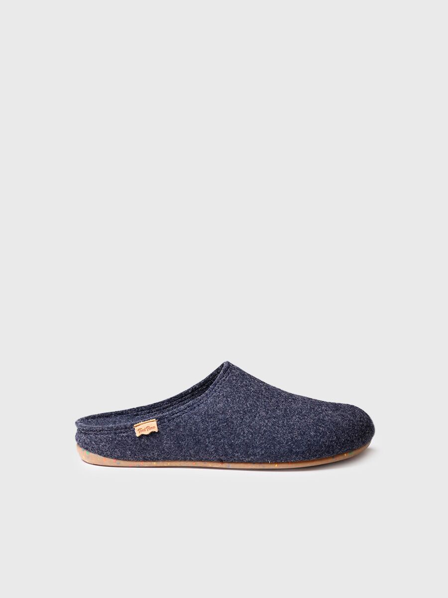 Men's house slipper made from recycled felt in navy - NEO-FR