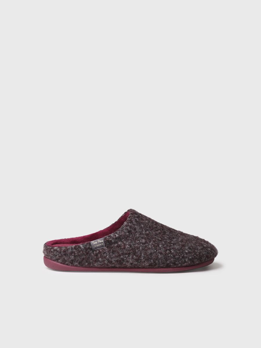 Men's clog-style slipper in burgundy - NAUEL-CW