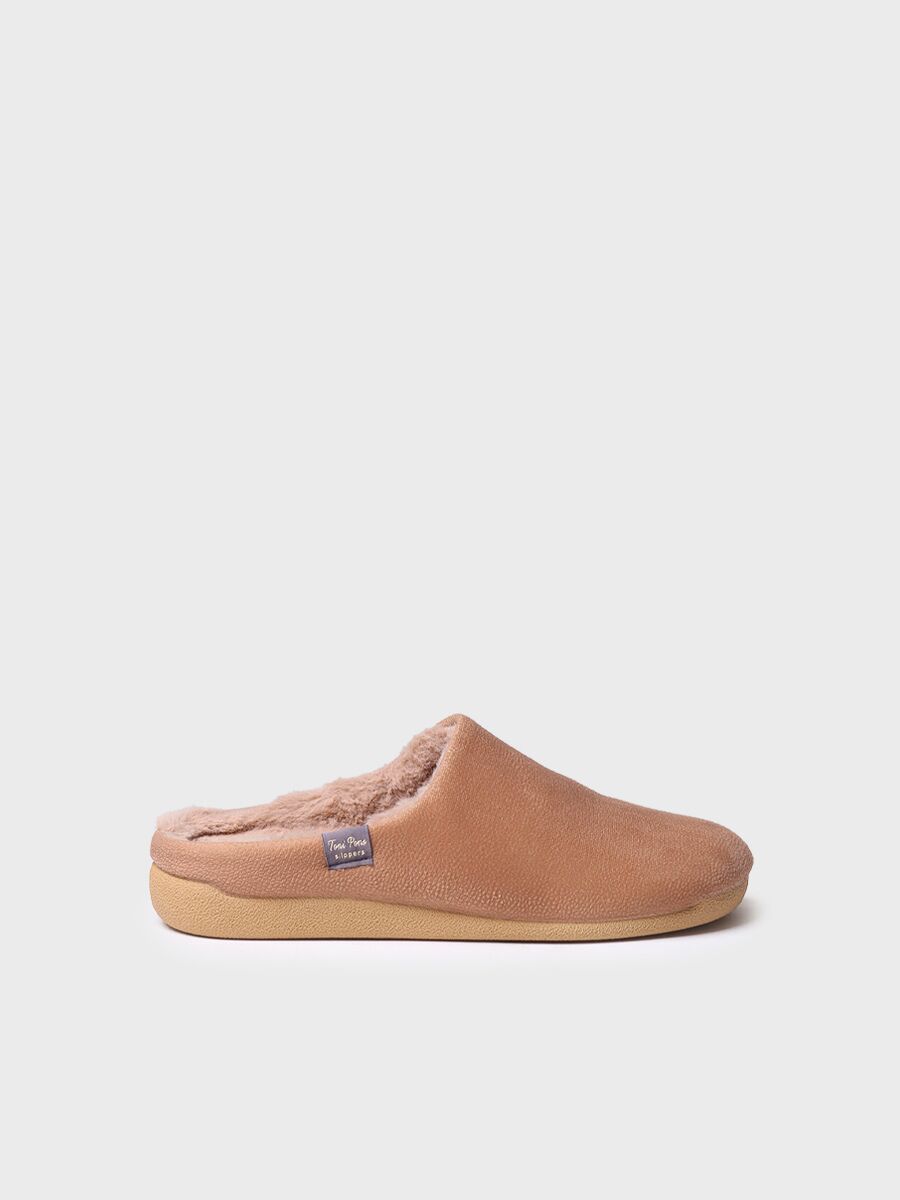 Men's Slippers in camel fabric - NOTI-BD