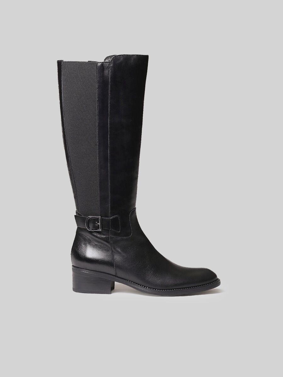 Bottes hautes pour femmes en cuir noir - TACOMA-P