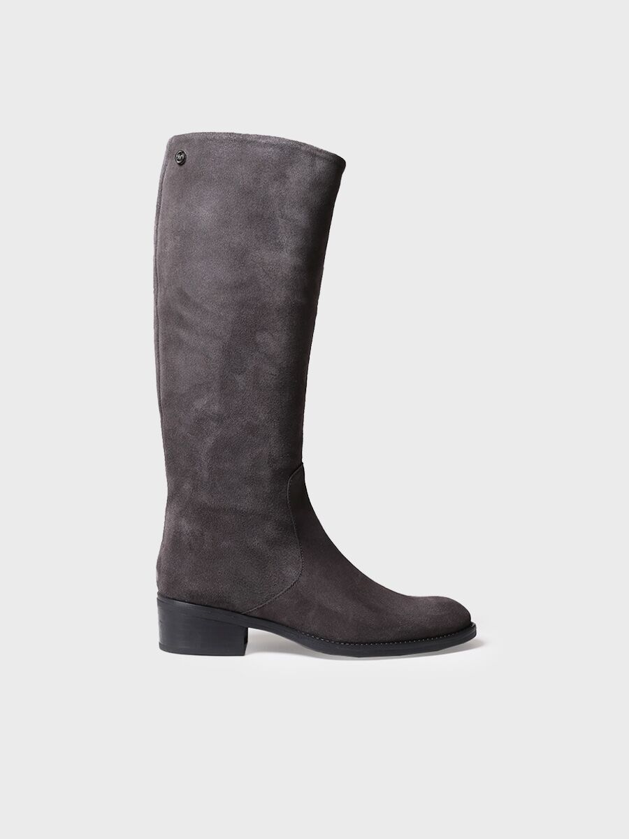 Bottes hautes pour femmes en daim gris - TIROL-SY