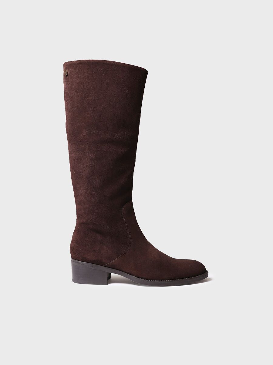 Bottes hautes pour femmes en daim marron - TIROL-SY