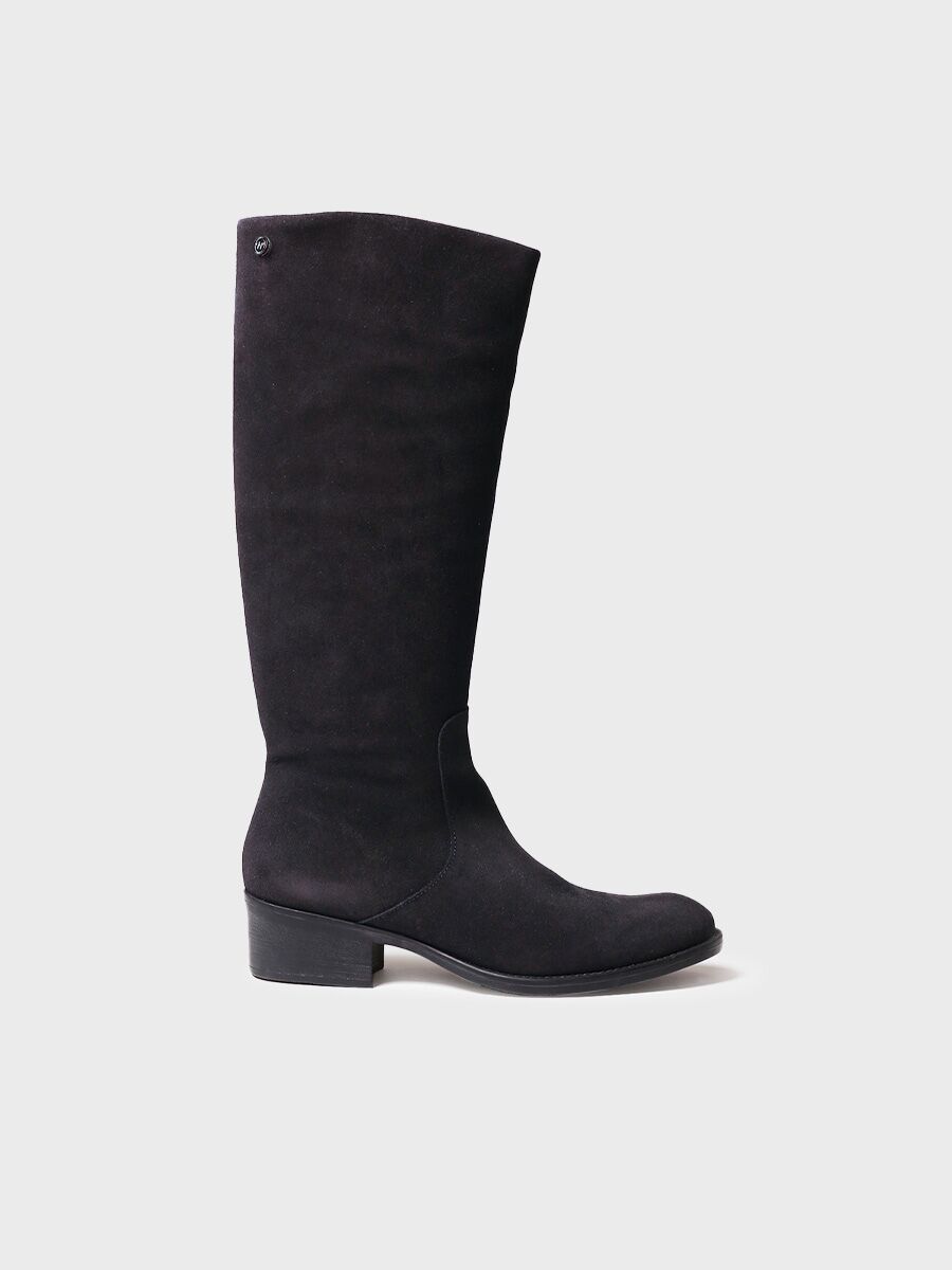 Bottes hautes pour femmes en daim noir - TIROL-SY