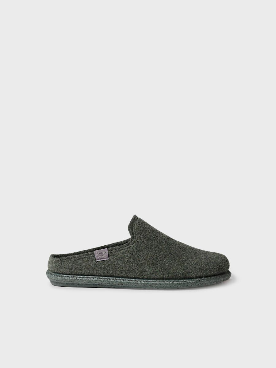 Chaussons pour hommes en laine recyclée en kaki - TOMAS-RW