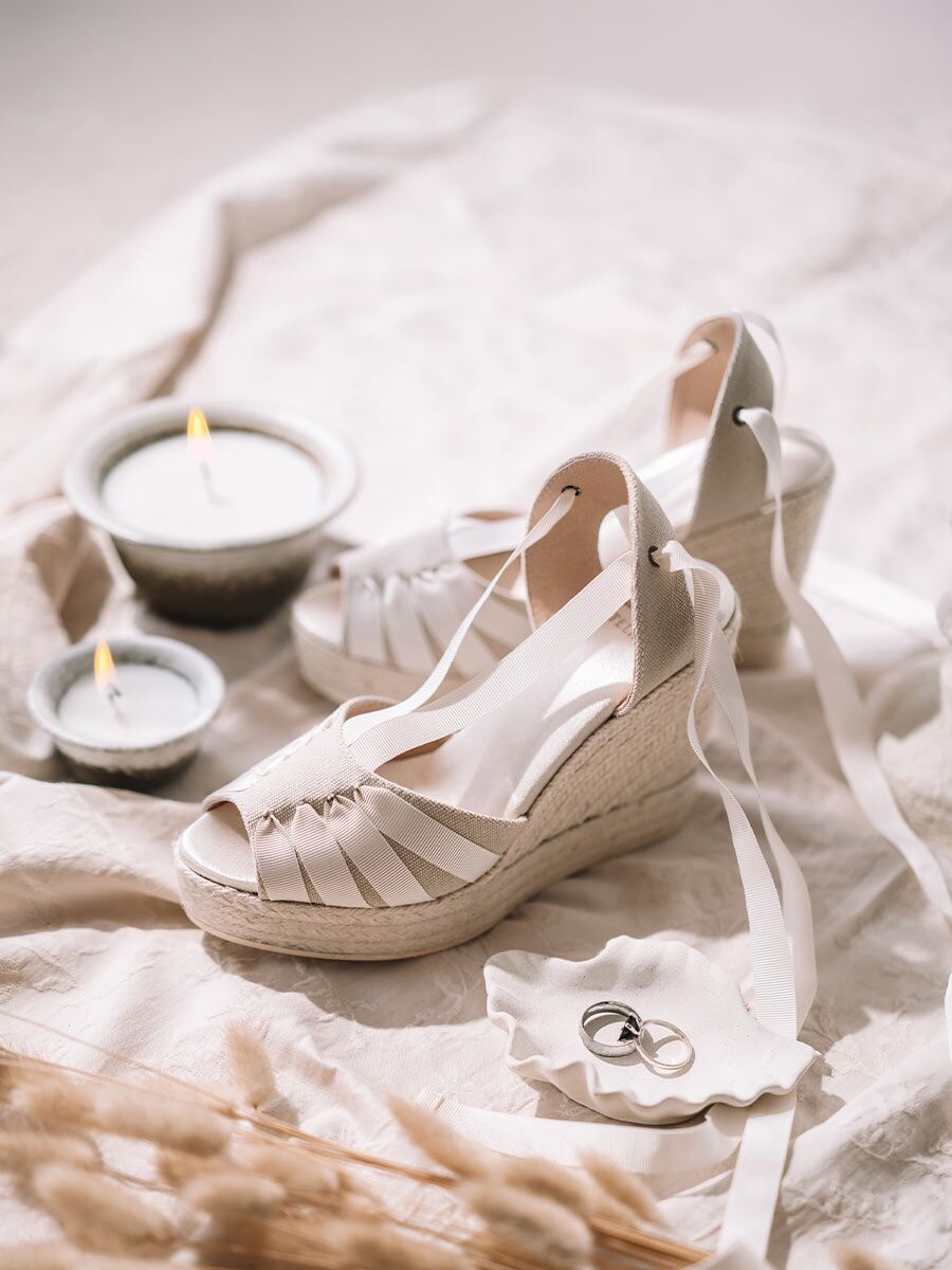 Bridal espadrilles in cotton fabric - DELILAH