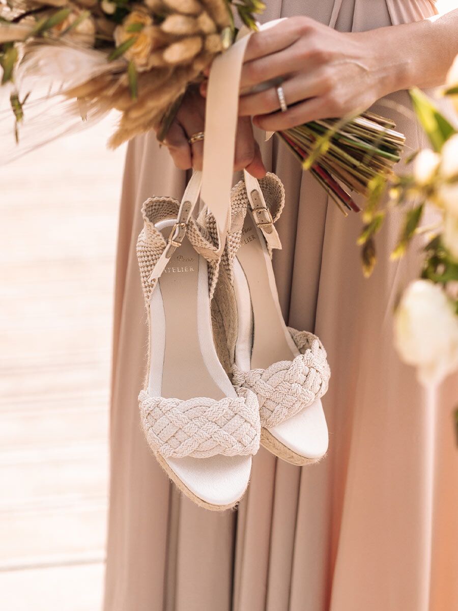 Espadrilles de mariage à talon compensé - CASTRES