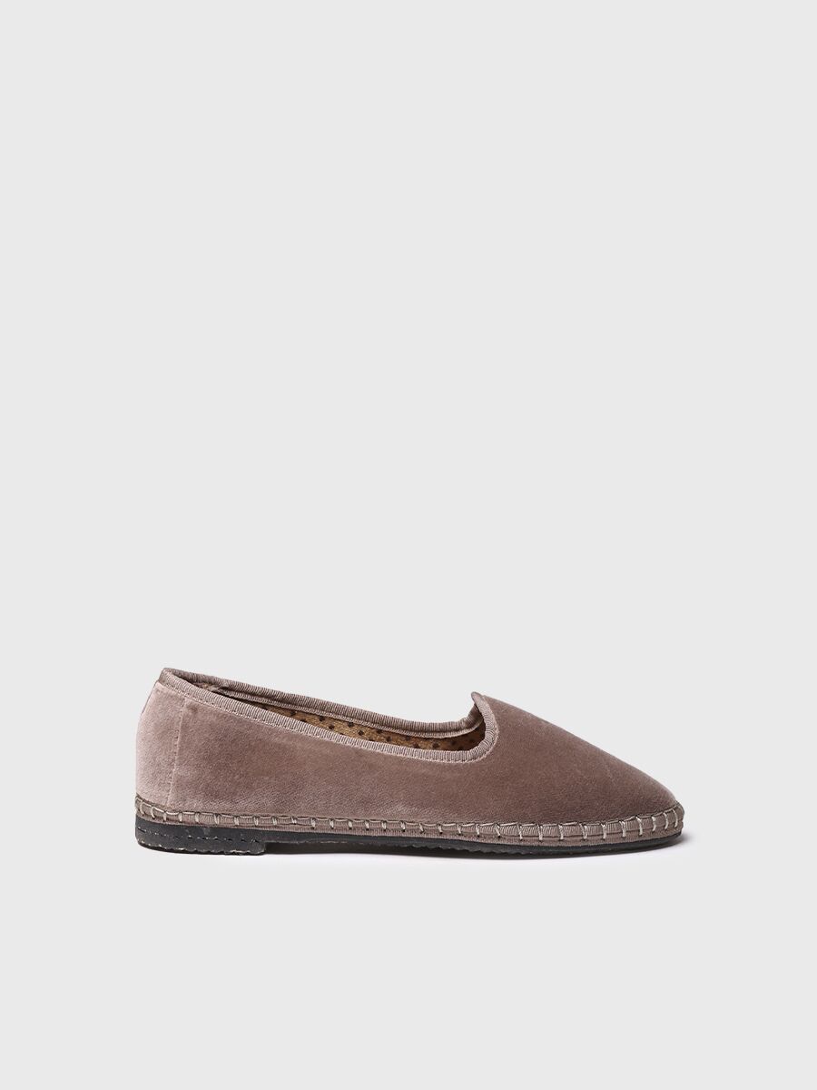 Mocassins en velours pour femme en taupe - CINTIA