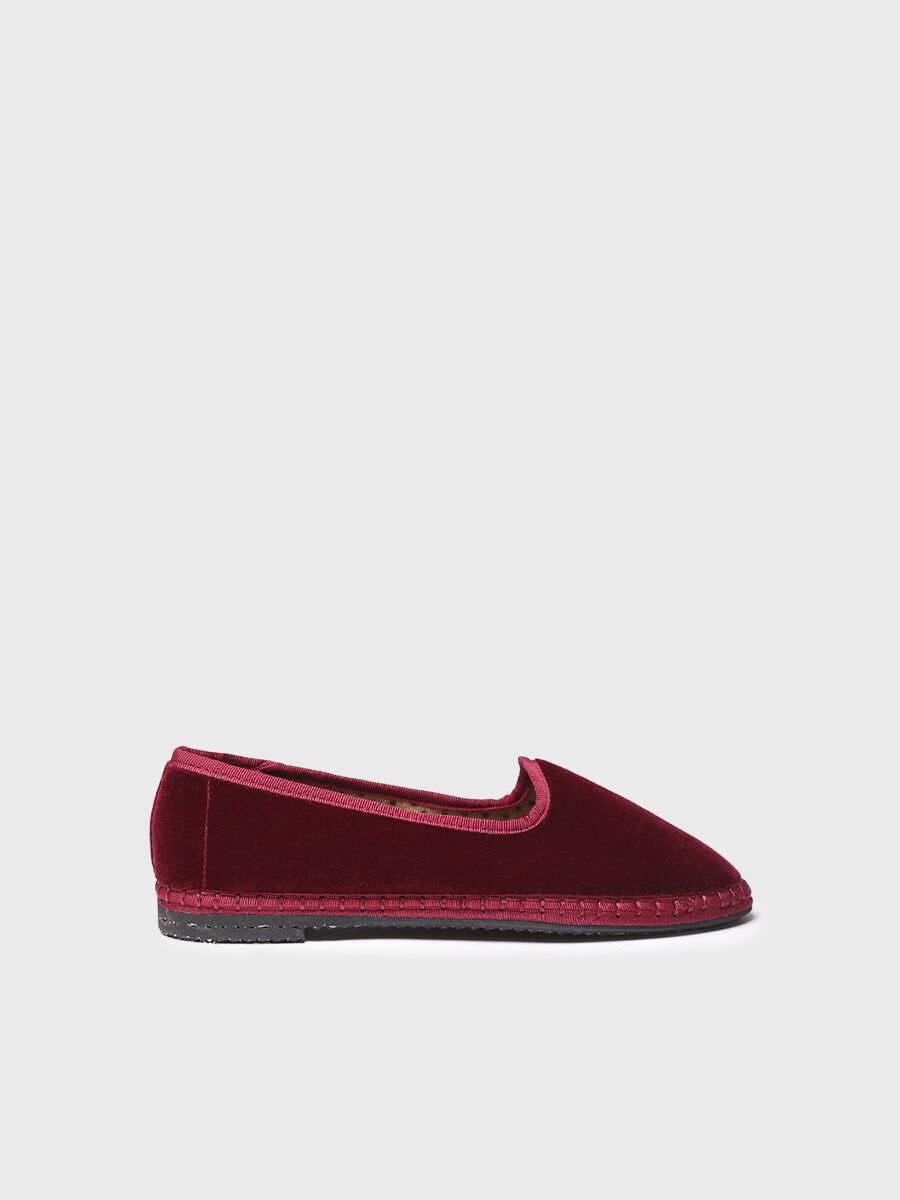 Mocassins en velours pour femme en couleur bordeaux - CINTIA