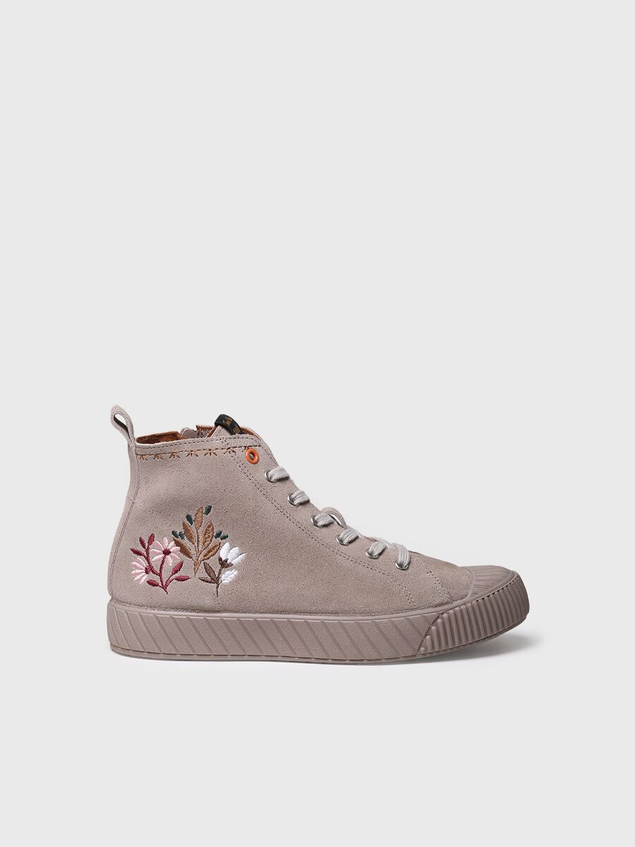 Zapatilla abotinada de mujer con detalles florales - GIA-SF