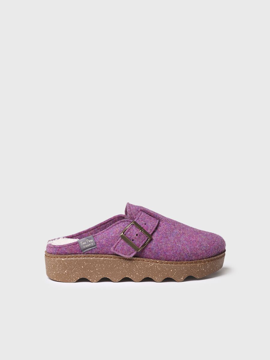 Chausson pour femme avec boucle en couleur violette - JAELLE-FR