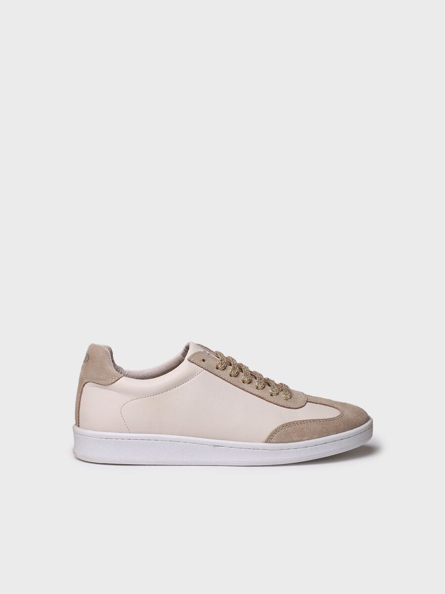 Sneaker de piel para mujer en beige - NAIDA