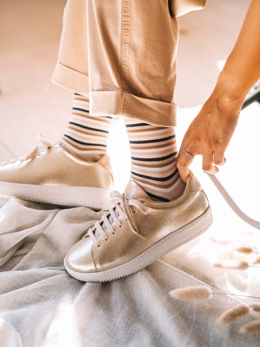 Baskets en cuir pour femme en platine - ARIADNA