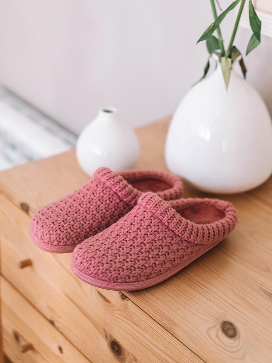 Women's Slippers in Braided Fabric in Pink