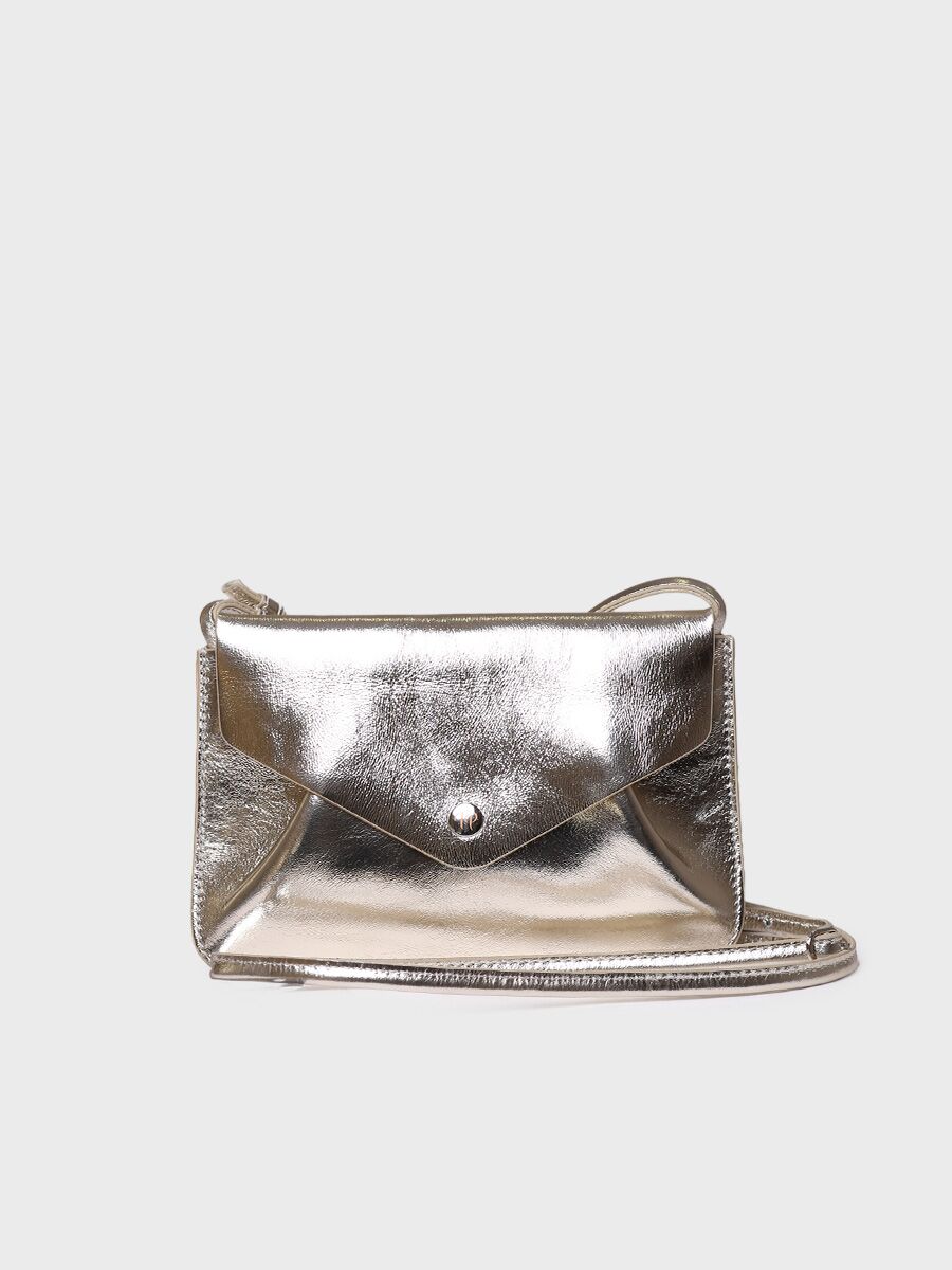 Small metallic leather handbag - GOLDIE