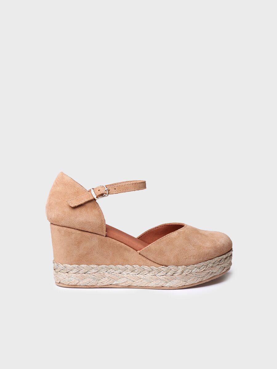 Woman's high espadrilles in split leather - PALOMA