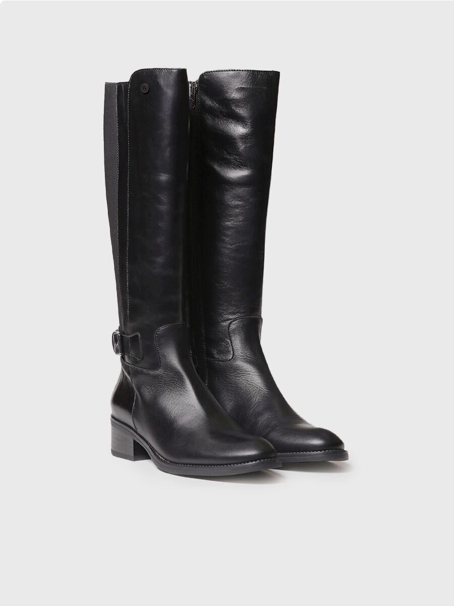 High boots for women in black leather - TACOMA-P